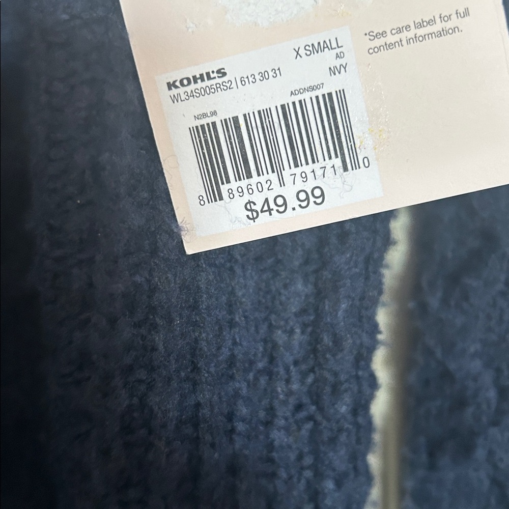 NWT LC Lauren Conrad navy cabled cardigan sweater size XS - Picture 5 of 6